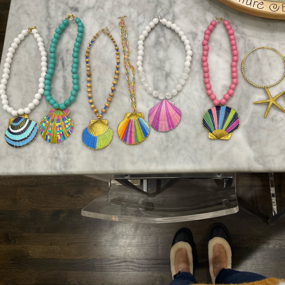 Handmade and painted Colorful Seashell Beaded Necklaces